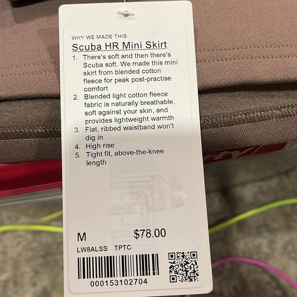Lululemon Scuba HR Mini Skirt, tannish brown .lululemon so cute NEW HAS TAG - Picture 7 of 7
